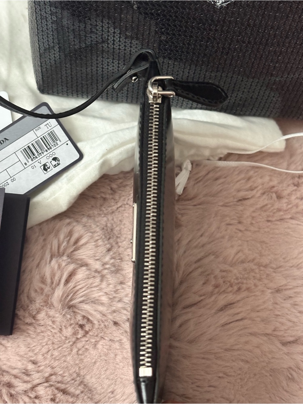 Prada Sequin Rete Paillettes Small Tote Bag Black - Picture 3 of 11